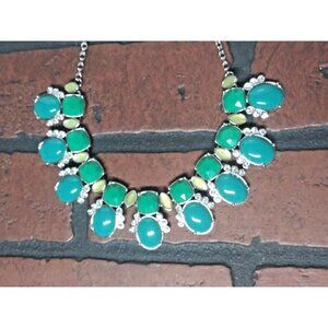 Lia Sophia Necklace turquoise green Fashion Jewelry Choker Boho Gypsy Ethnic EUC